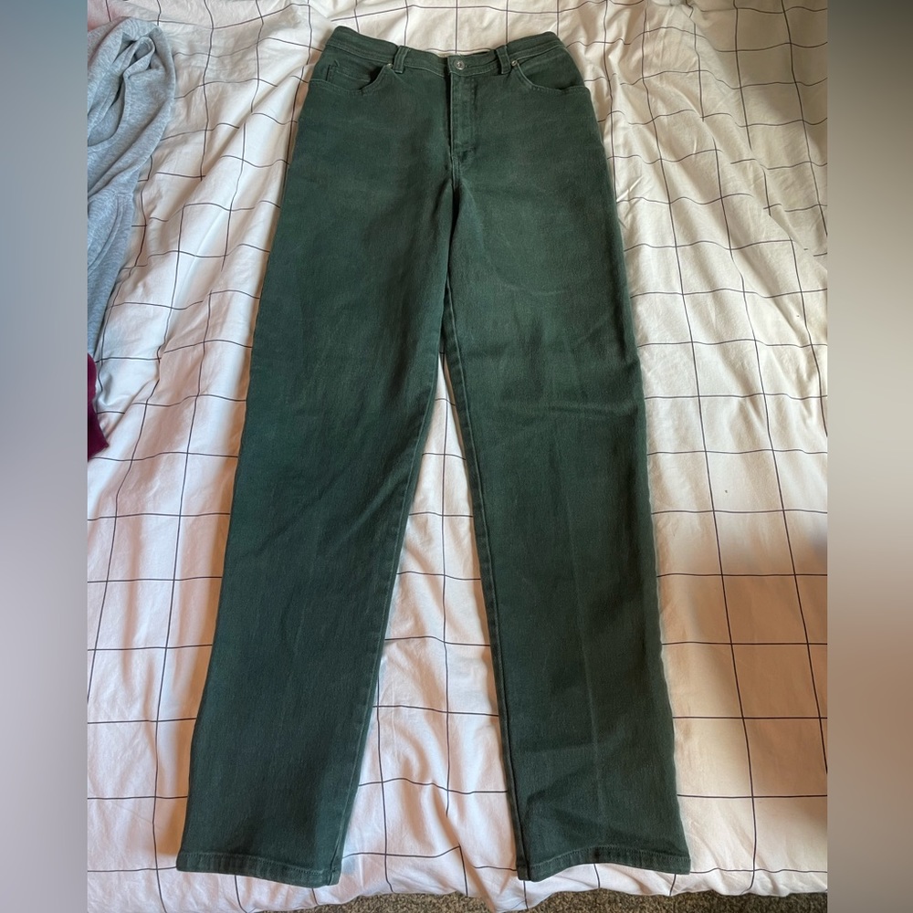 Green high-rise jeans
